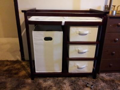 Badger Basket Modern Baby Changing Table With Hamper And 3 Baskets