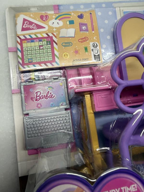 Barbie World Desk Playset with 4 Pieces for Study Time, Furniture