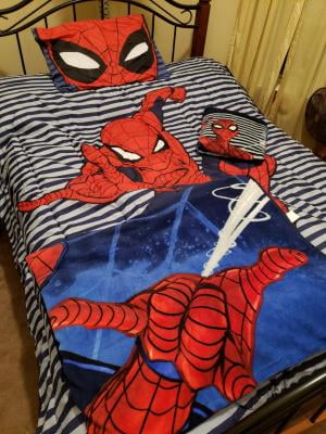 Full Spiderman Stripes Reversible Comforter Set Bedding Sham Kid Boy New Twin
