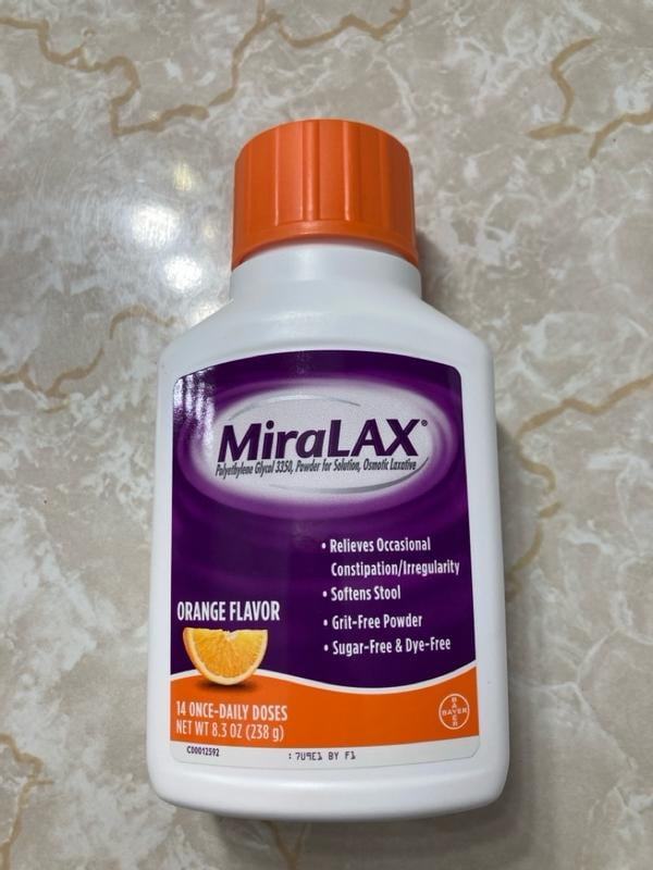 MiraLAX Laxative Orange Flavored Powder for Gentle Constipation