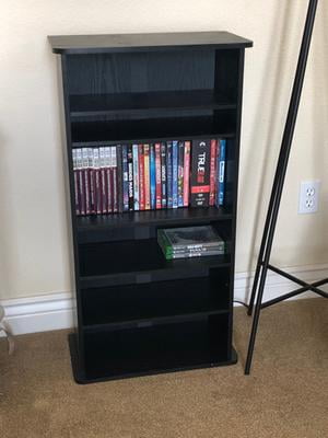 Atlantic 36 Drawbridge Xl Wood Media Storage Cabinet And Bookshelf 10 Depth 240 Cds 108 Dvds Black Woodgrain Walmart Com Walmart Com