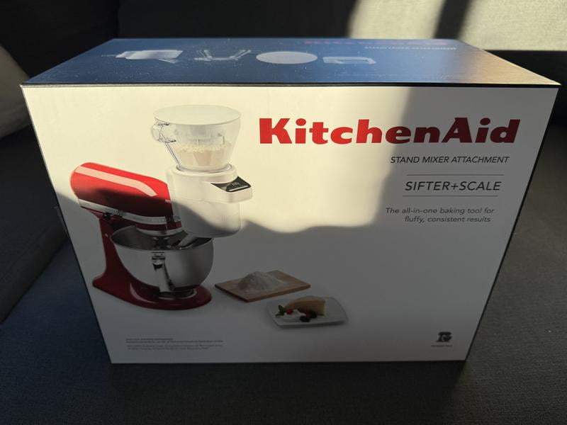 KitchenAid KSMSFTA, White Sifter & Scale Stand Mixer Attachment