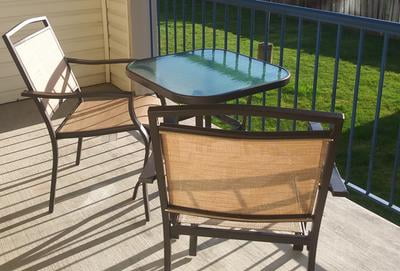 Mainstays Sand Dune 3 Piece Outdoor Bistro Set For Patio And Porch Tan Walmart Com Walmart Com