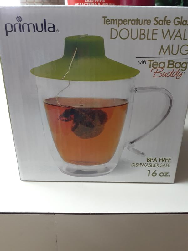 Primula Double Wall Glass Mug and Tea Bag Buddy – Temperature Safe 16 oz.  Clear Glass Mug – 100% Foo…See more Primula Double Wall Glass Mug and Tea