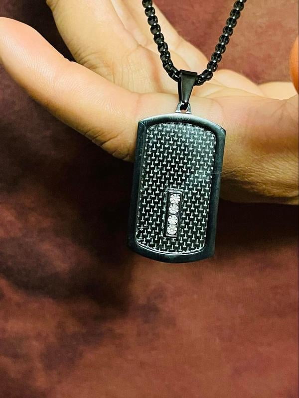 American Exchange Stainless Steel Silver/Black Cross Dog Tag