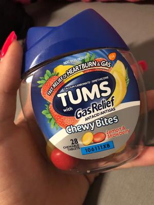 Tums Chewy Bites Chewable Antacid Tablets With Gas Relief Lemon Strawberry 28 Count Walmart Com Walmart Com