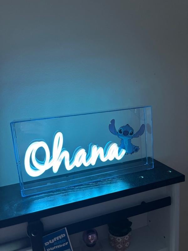 Paladone Disney Stitch Ohana Neon LED Light, 15cm x 30cm, USB