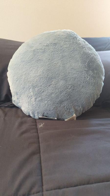 Mainstays Faux Fur Round Decorative Pillow, 16 in, Blue Cameo