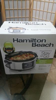 Hamilton Beach 33957 Programmable Stay or Go Slow Cooker, 5-Quart, Silver 