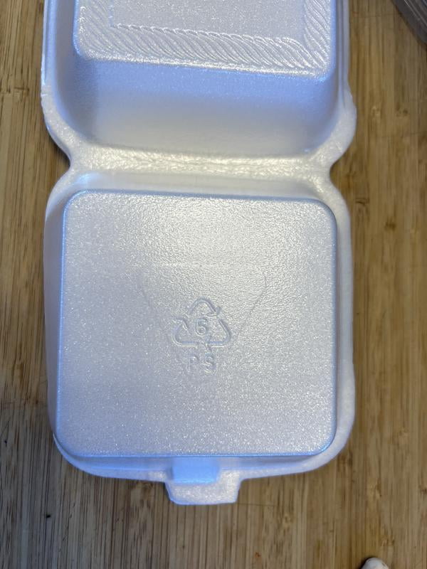 Hefty Supreme Foam Hinged Lid Container, 1-Compartment, 125 ct
