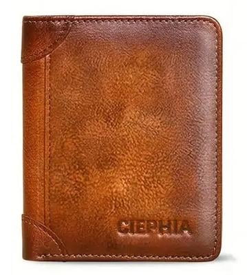SUWU Genuine Leather RFID Wallet for Men, Vintage Slim Multi