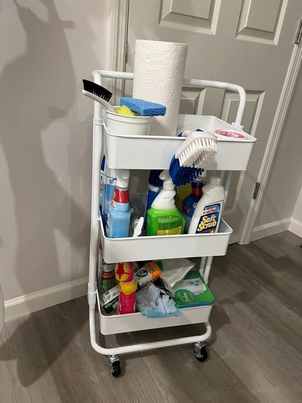 Seville Classics 3-Tier Steel Cart with Handle, White - Walmart.com