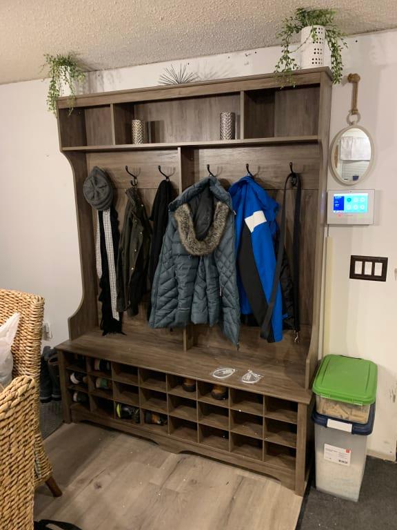 Prepac 60 Wide Hall Tree With 24 Shoe Cubbies Drifted Gray Prepac 60 Wide Hall Tree With 24 Shoe
