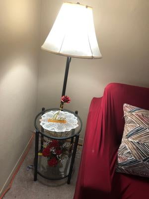 mainstays transitional glass end table lamp