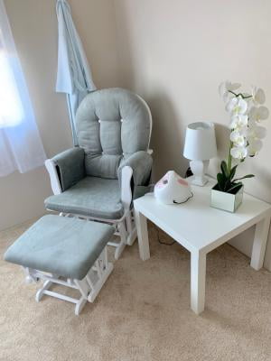 baby relax carly gray & white nursery glider & ottoman