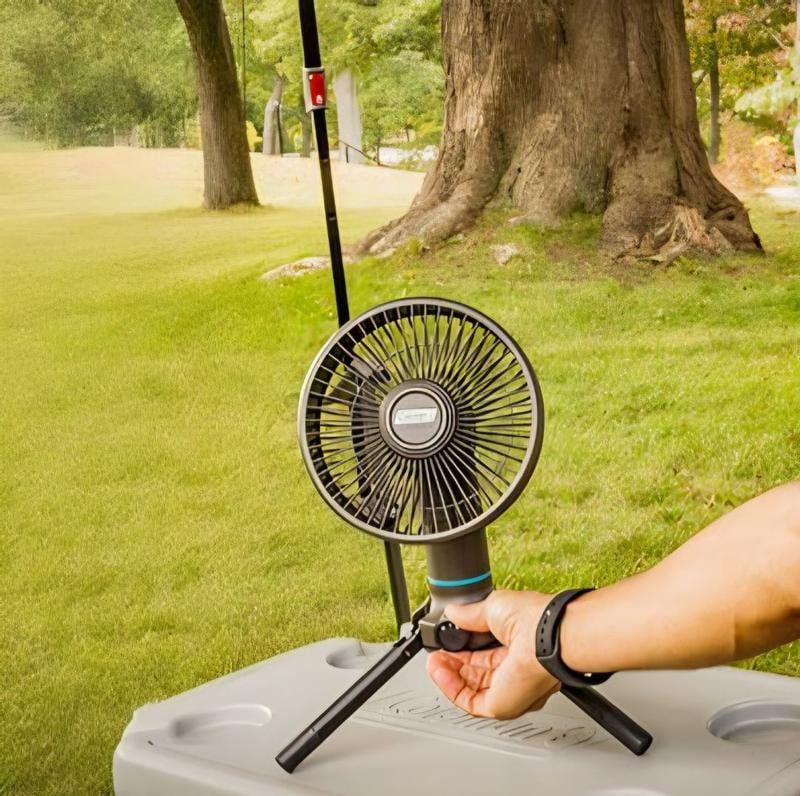 Netmetic Cordless Rechargeable Operated Floor Fan,12" Black Metal Blade Outdoor