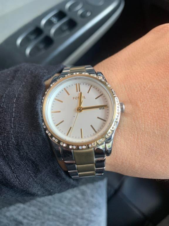 Fossil Women s Adalyn Three Hand Two Tone Stainless Steel Watch BQ3376P Walmart
