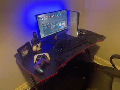 BestOffice, Gaming Desk, 47 inch Z Shaped, Red, Multi-Function