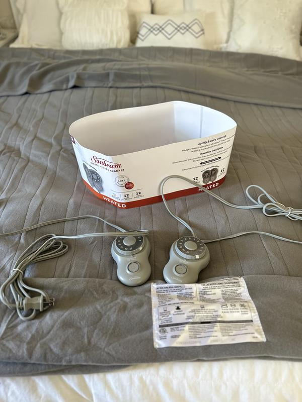 Sunbeam Grey Fleece Electric Heated Blanket Full Size 84 x 72 Walmart