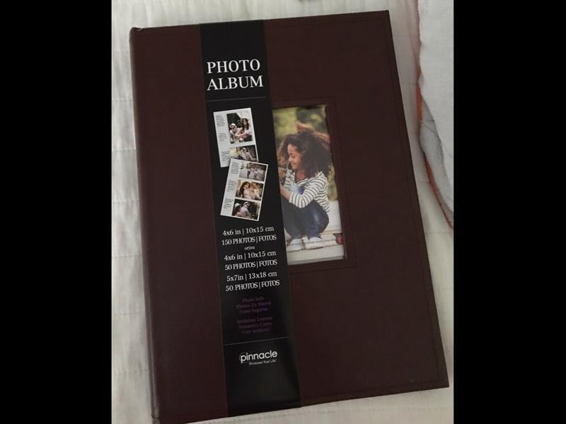 Pinnacle Brown Faux Leather Photo Album with Front Cover Window Frame,  Holds 150 - 4x6 or 50 - 5x7 photos 