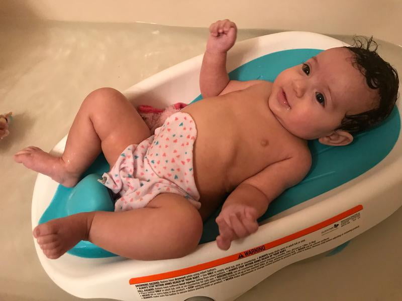 Summer Clean Rinse Baby Bather - TPE Soft Silicone Bath Support For Sink Or Tub, Newborn To Sitting Up, Light Blue