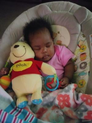winnie the pooh dots & hunny pots bouncer