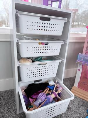 Your Zone Kids Sliding Bin Organizer with 4 Storage Bins, Pink