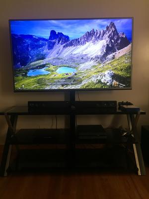 Whalen Xavier 3 In 1 Tv Stand For Tvs Up To 70 With 3 Display Options For Flat Screens Black With Silver Accents Walmart Com Walmart Com