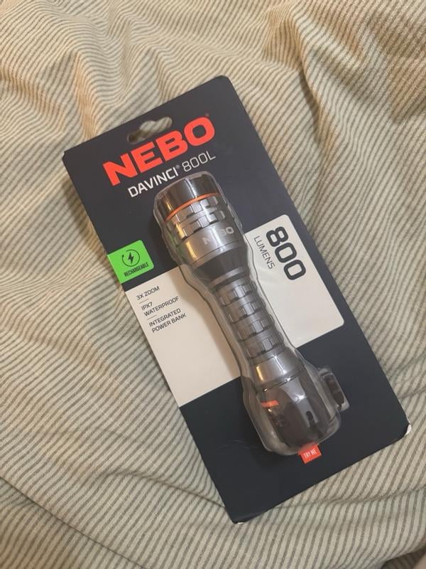 nebo davinci 800l flashlight Davinci Black Line guaranteeing your mobile devices stay charged during your adventures NEBO Davinci Rechargeable Torch 800