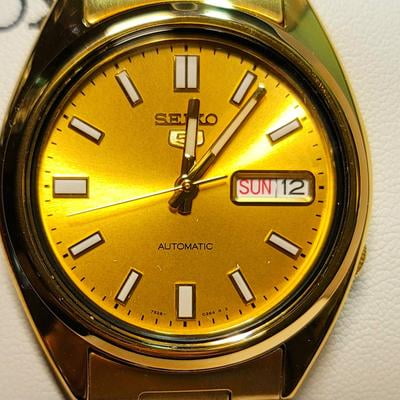 Seiko Men's Series 5 Automatic Gold Dial Watch SNXS80, Gold