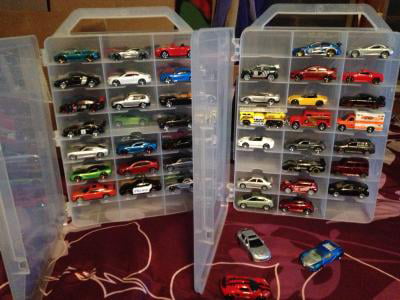 Diecast Cars Organizer 2 Sided Storage 4PK Hot Wheels Style Car Carrying Case 