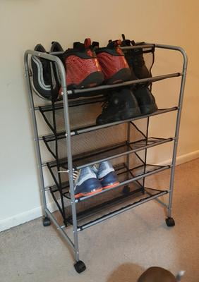 Mainstays 5 tier discount mesh rolling shoe rack