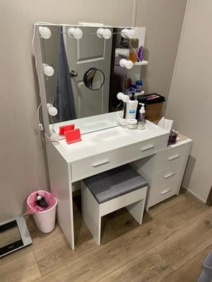 Ktaxon Lighted Makeup Vanity Table Set, Dressing Table with