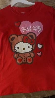 T-shirt Hello Kitty Rouge Taille L - Graphique Mignon Pour Les Fans De La Célèbre Chatte