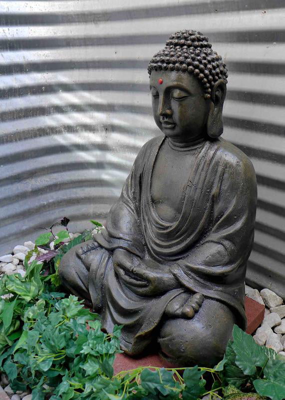 Medium 26 Inch Design Toscano Meditative Buddha of the Grand Temple Garden Statue Polyresin Dark Stone 