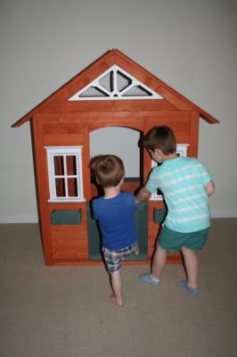 sportspower wooden playhouse with bench