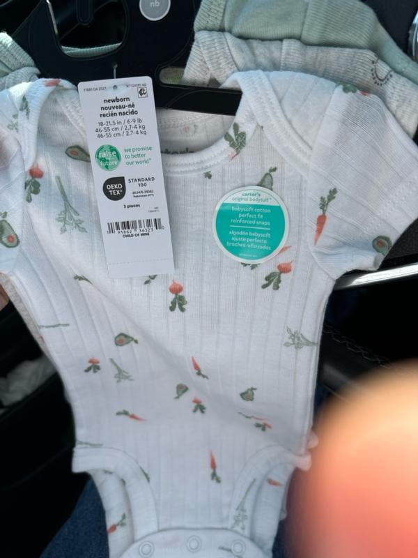 Carter's Child of Mine Baby Unisex Bodysuits, 3-Pack, Sizes