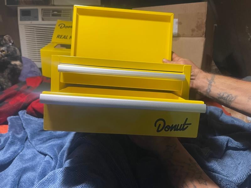 Mini Boîte à Outils Portable Donut Media - 2 Tiroirs Magnétiques - Jaune - NEUF