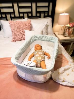 Simmons Kids Ultra Compact Travel Bassinet Aqua Geo Walmart