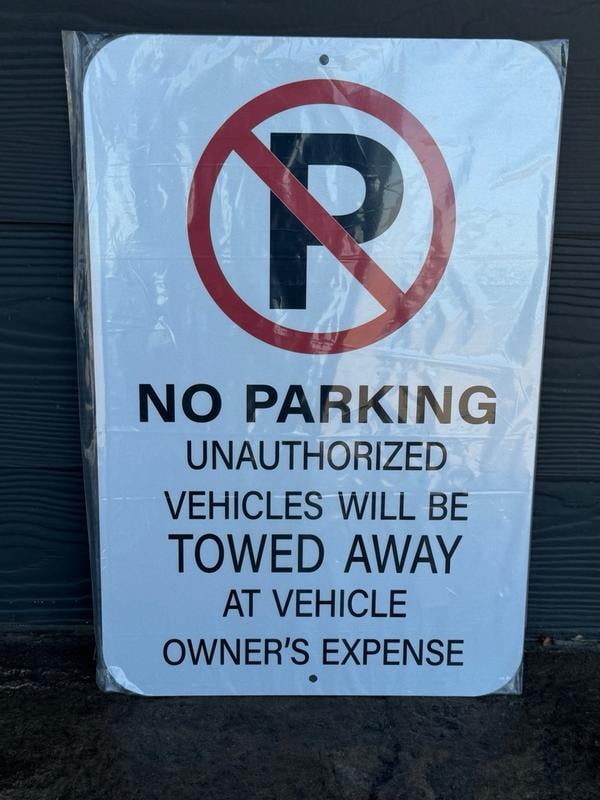 Pen+Gear No Parking Sign, 12x18 inches- Vibrant White/Red, Steel