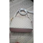 Michael Kors Jet Set Travel Medium Dome Crossbody Bag Pvc Logo Signature Vanilla