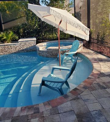 Better Homes Gardens Ventura White 7 5 Fringe Push Up Tilt Patio Umbrella With Faux Wood Pole Walmart Com Walmart Com