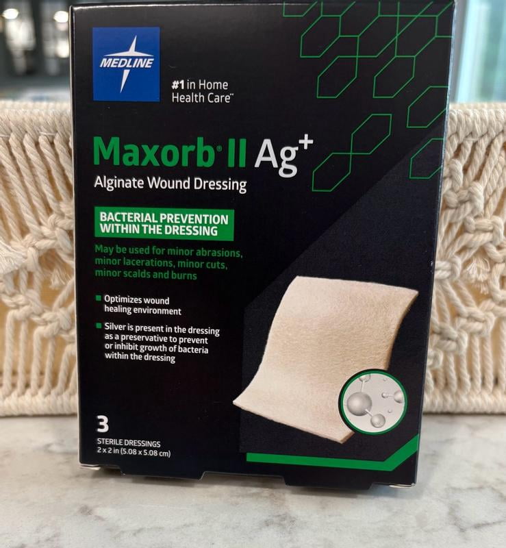 Medline Maxorb II Antibacterial Silver Alginate Wound Dressing, 2
