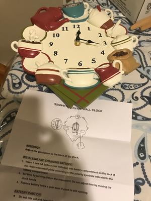 Collections Etc Coffee Cup Pendulum Wall Clock Kitchen Decor