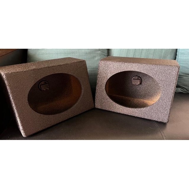 QPOWER QBOMB 6x9 Wedge Sealed Speaker Box Enclosures - 2 Pack With Bed Liner Finish