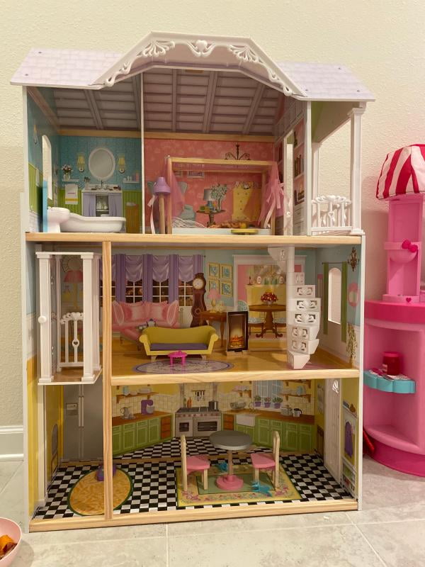 Elevator, Kaylee KidKraft 4 Accessories and Tall Wooden Almost with 10 Feet Stairs Dollhouse,