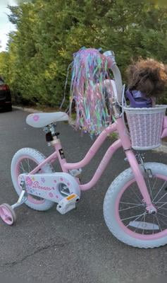 Glerc Girls Princess Bike 12-20 Inch - Kids Bicycle With Doll Seat, Basket & Training Wheels For Ages 2-13