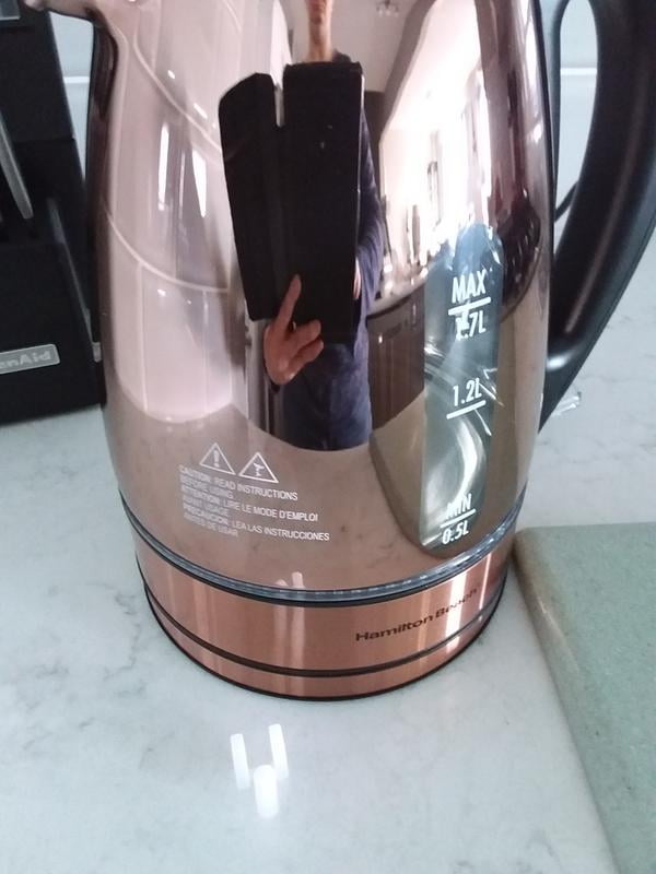 Restored Hamilton Beach Glass Electric Kettle, 1.7 Liter Capacity, Copper  Finish & Brushed Copper Stainless Steel Accents, R40866 
