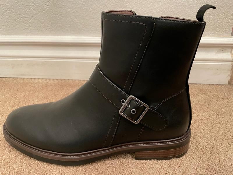 George Mens Gunner Buckle Boot Black Faux Leather Side Zip Ankle Boots 10.5 NEW George Men main image 3