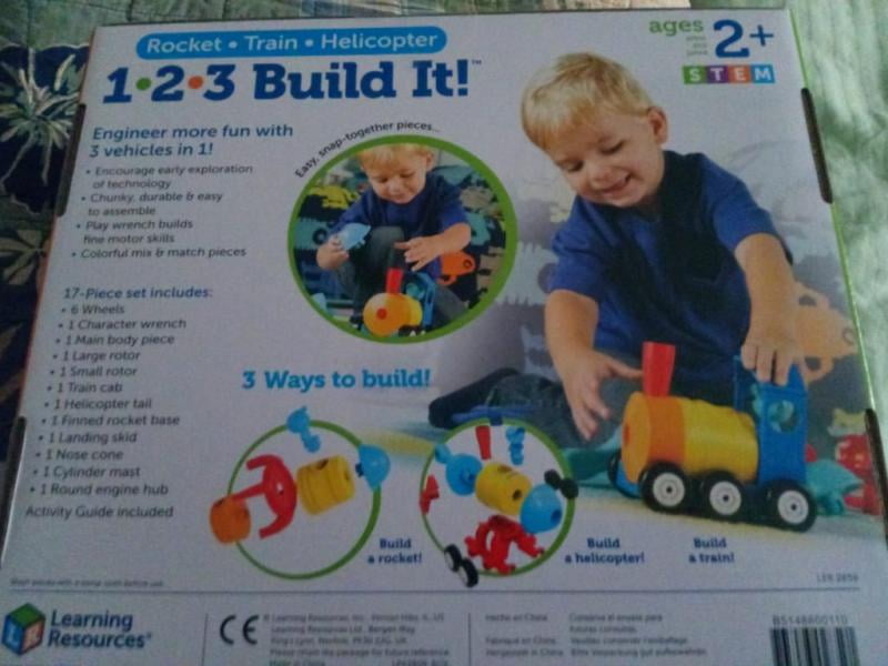 Learning Resources 1-2-3 Build It Rocket 15 Pieces Train Helicopter